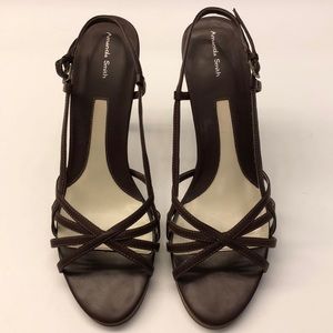 Amanda Smith Brown Strappy Heel, Size 10 EUC